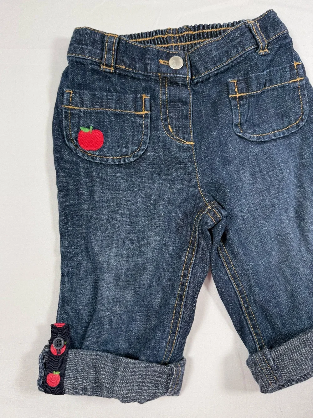 VINTAGE GYMBOREE Girls Apple 2007 Roll Tab Denim Jeans 12-18M Cottagecore Fall